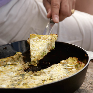 Frittata chèvre, pommes de terre et oignons