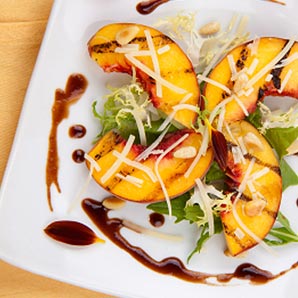 Caramelized Balsamic Peaches and Grilled Brie