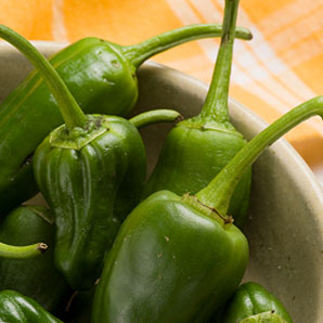 Piments de Padron rôtis et farcis au fromage de chèvre