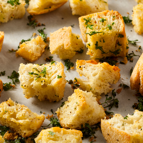 Lemon and Black Pepper Mustard Croutons