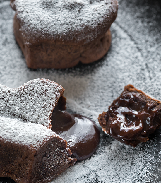 Chocolate Fondant cake with Olive Oil